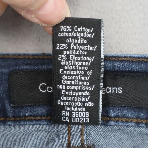 Calvin Klein Pants Womens 14 Blue Straight Mid Rise Button Dark Wash Denim Jeans - Picture 3 of 16